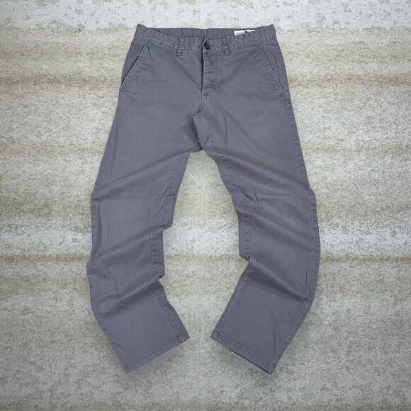 Khakis Pants Smoke Grey Slim Fit Flat Front Button Fly Work Wear Trousers - Picture 2 of 4